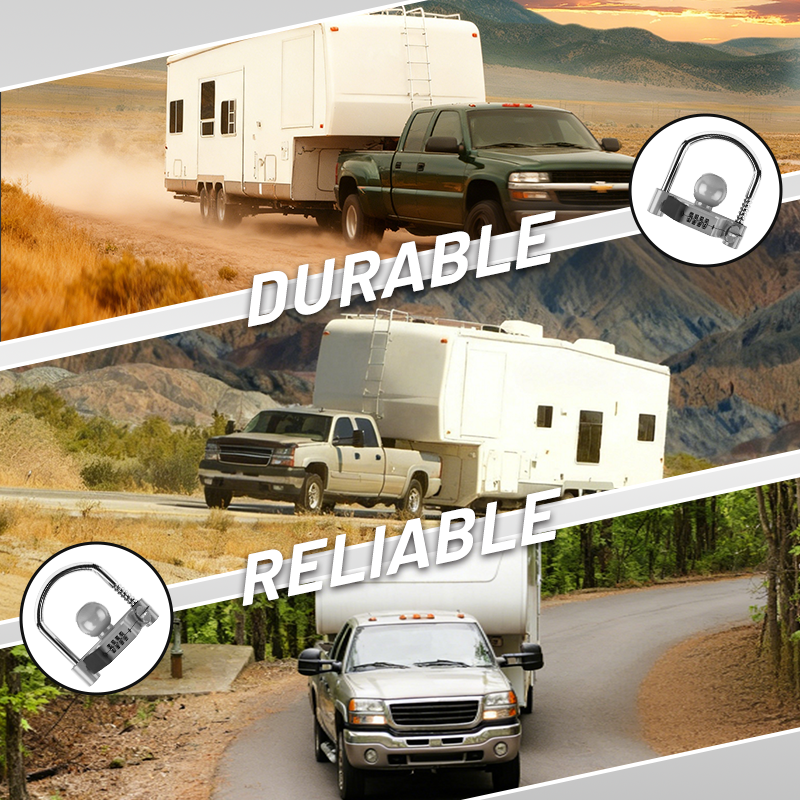 Vypart Gray universal trailer lock with combination ensure same fit for 1-7/8" 2" 2-5/16" coupler travel accessories secure paint-free for camper boats trucks rvs