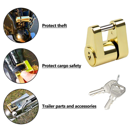 Vypart coupler lock with 1/4-inch pin - easy to use trailer lock for latch-type couplers up to 3/4 inches, made of zinc alloy