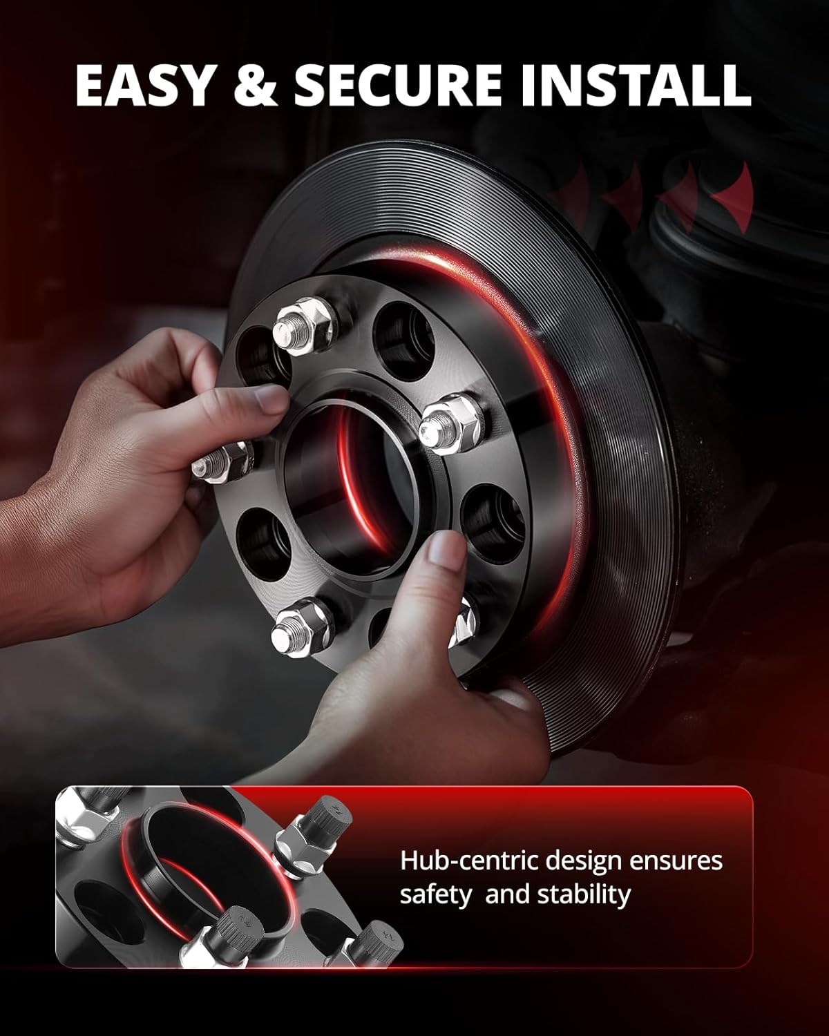 5x127 mm 2 Inch Wheel Spacers Made for 5 Lugs 71.5 mm Hub Bore with 1/2x20 Studs Black