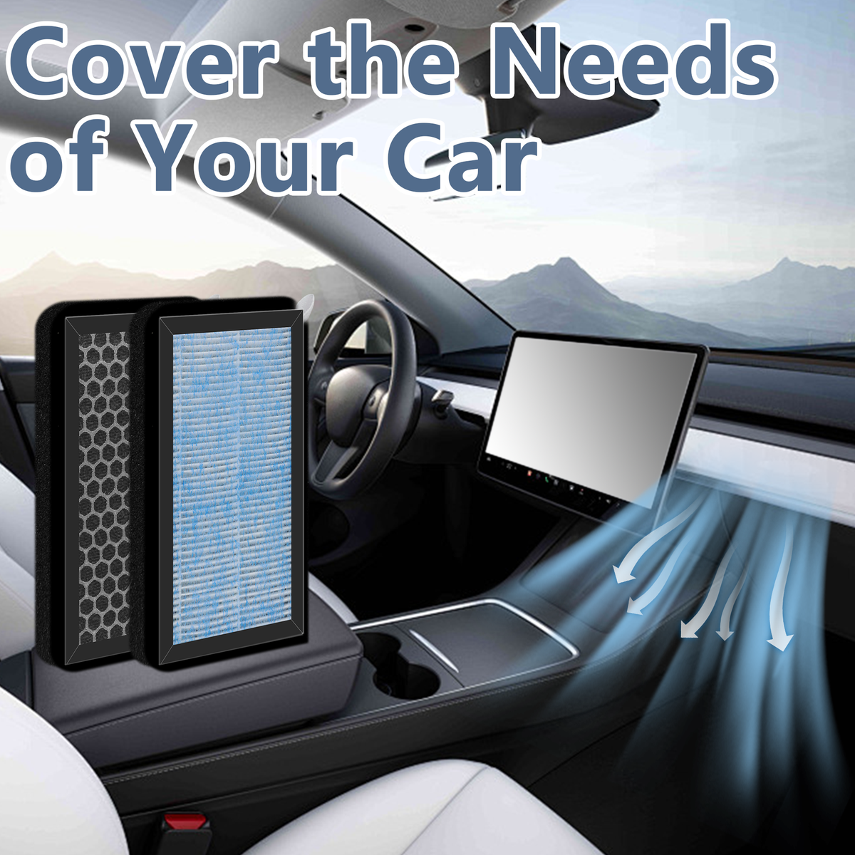 Vypart cabin air filter with activated carbon - quick and easy install, perfect fit for Tesla Model 3/Y 2016-2024, keeps air fresh and clean