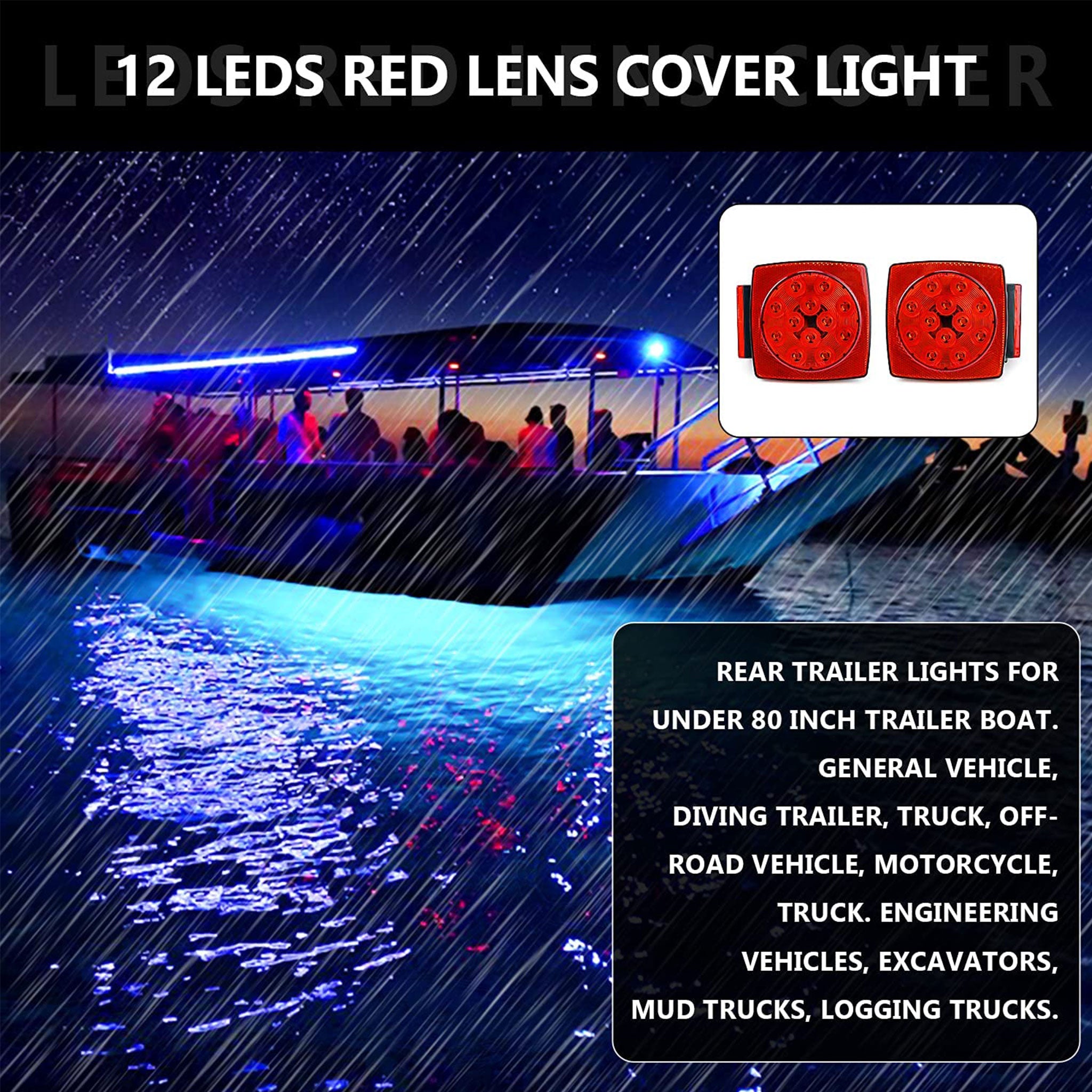 Vypart Trailer Lights, LED Waterproof Tow Lighting Kit with Wiring Harness for Boat Truck Camper RV Snowmobile Caravan