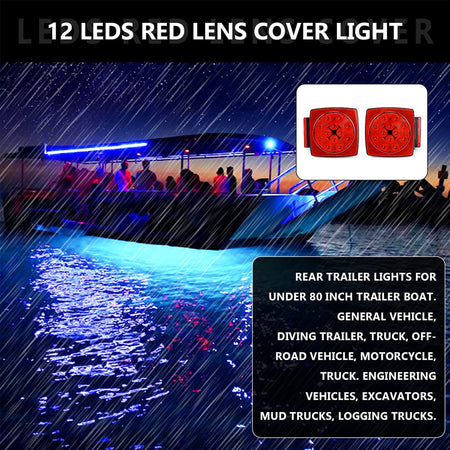 Vypart Trailer Lights, LED Waterproof Tow Lighting Kit with Wiring Harness for Boat Truck Camper RV Snowmobile Caravan