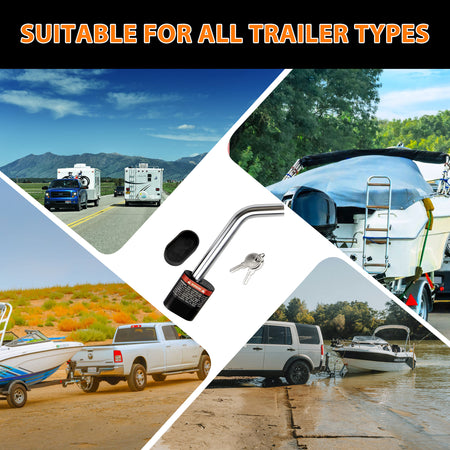 Vypart J-Shape Trailer Hitch Receiver Lock 5/8" Dia Pin for Class III/IV 2 2-1/2 Truck Trailer