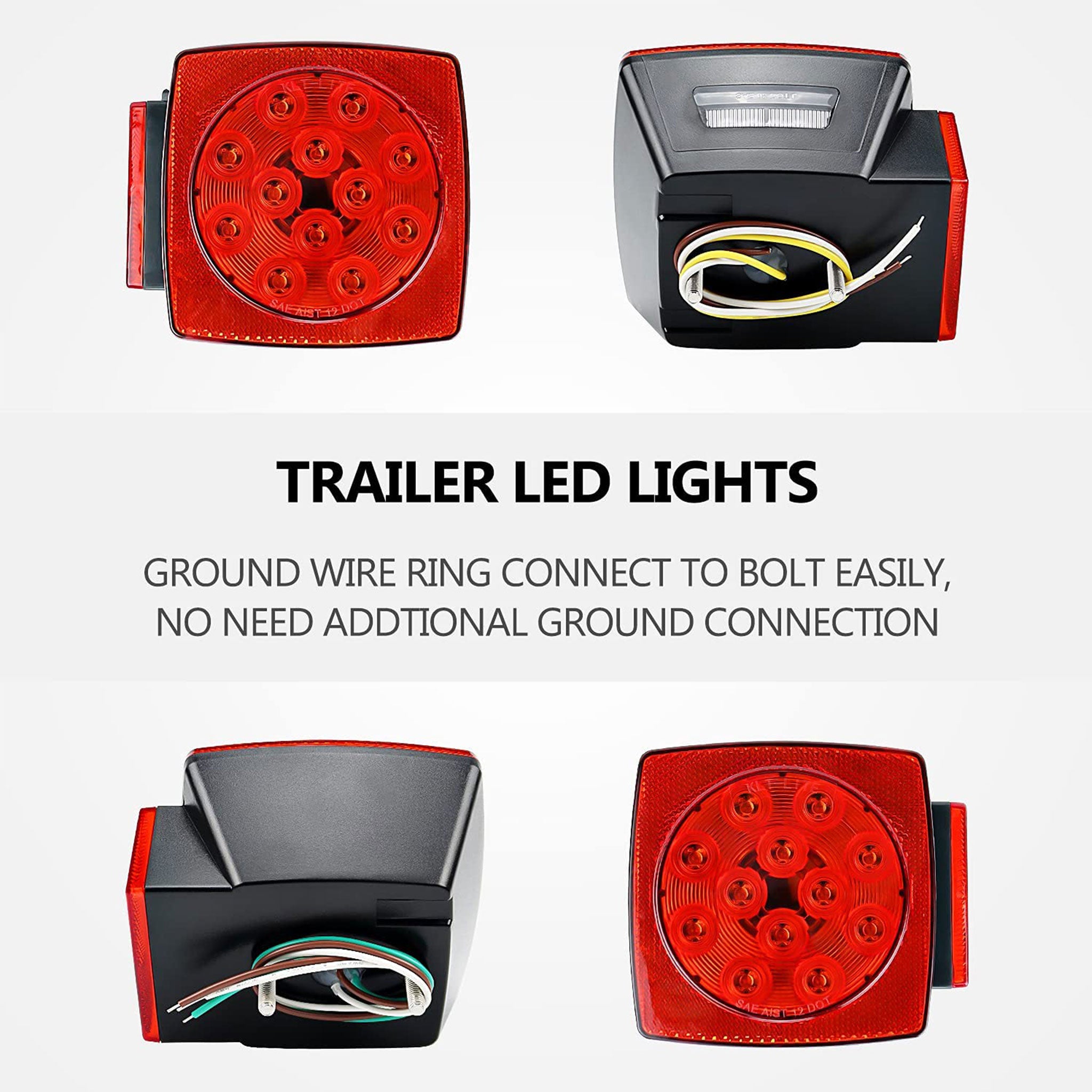 Vypart Trailer Lights, LED Waterproof Tow Lighting Kit with Wiring Harness for Boat Truck Camper RV Snowmobile Caravan
