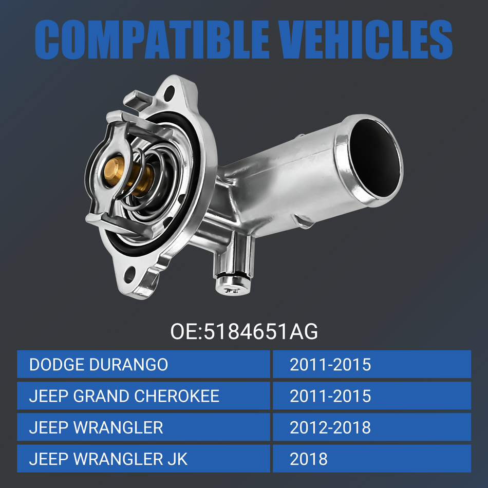Vypart Thermostat Housing Assembly 902-852 5184651AH Fit for 2012-2018 Jeep Wrangler, 2011-2015 Dodge Durango