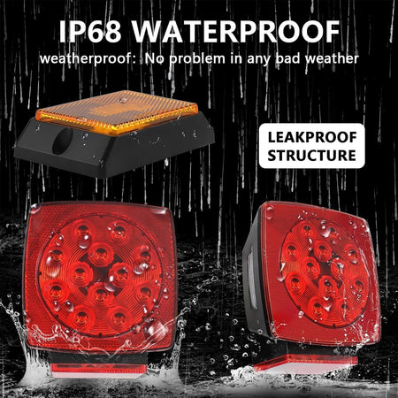 Vypart Trailer Lights, LED Waterproof Tow Lighting Kit with Wiring Harness for Boat Truck Camper RV Snowmobile Caravan