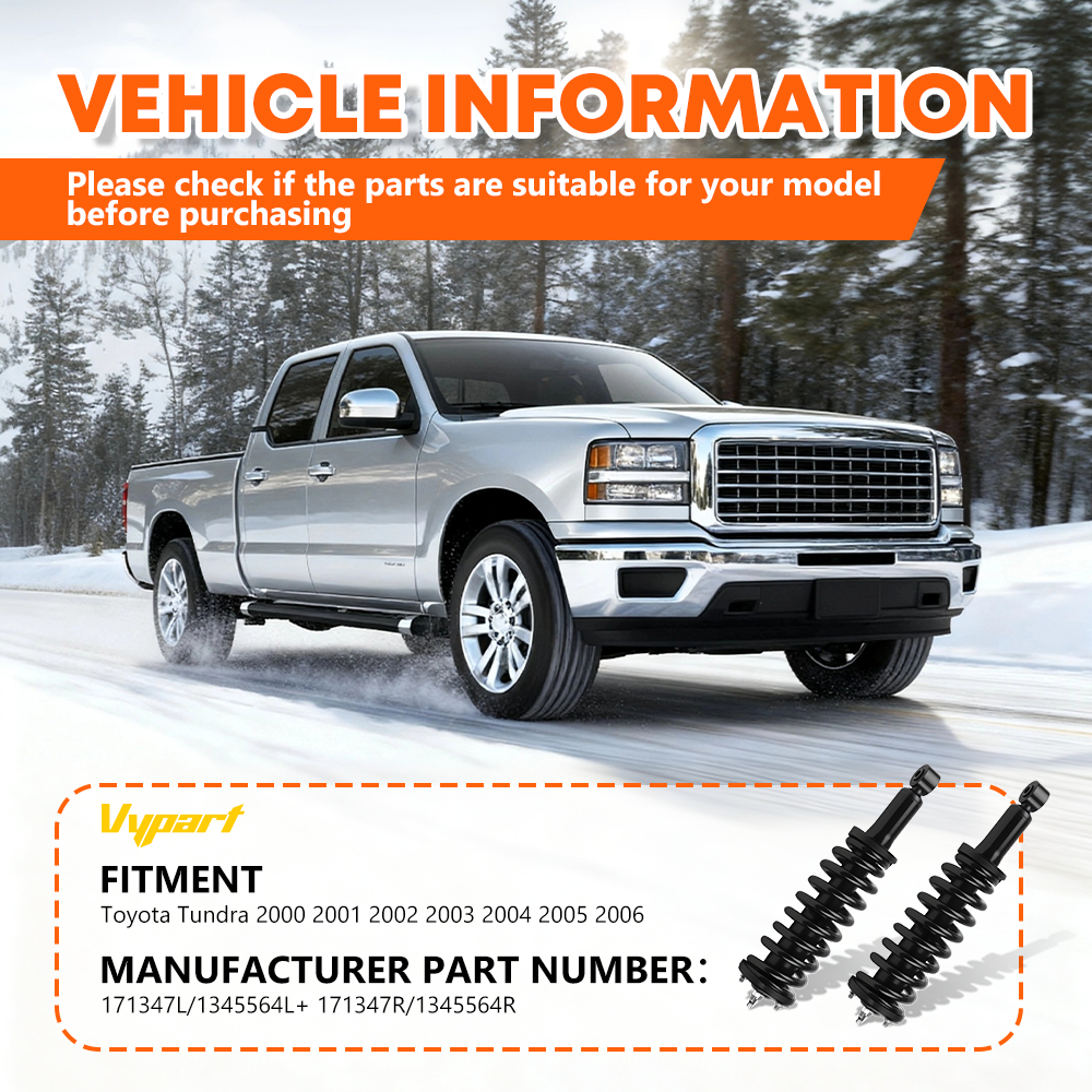 Vypart Complete Front Part Shock Coil Spring Assembly Absorber Set of 2 171347L 171347R fit with Toyota Tundra 2000-2006