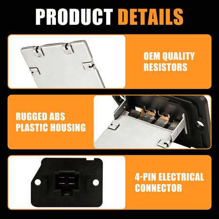 Direct replacement blower motor resistor for part numbers 971283K000 and RU656