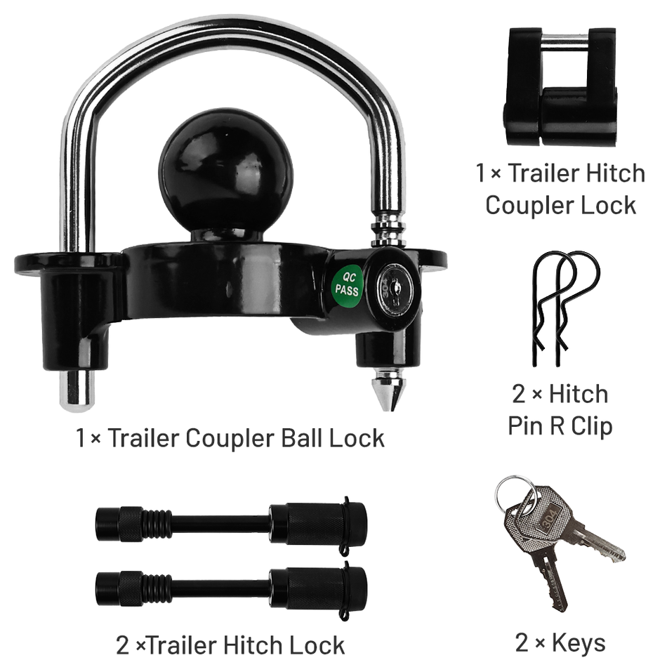 Vypart a set of 4 including trailer lock kit ball lock same key for 5/8 and 1/2 inch pins