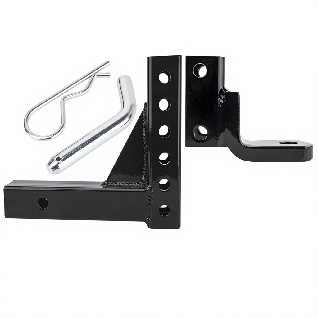 Vypart dual ball hitch mount properly installed in a truck's receiver, demonstrating secure connection