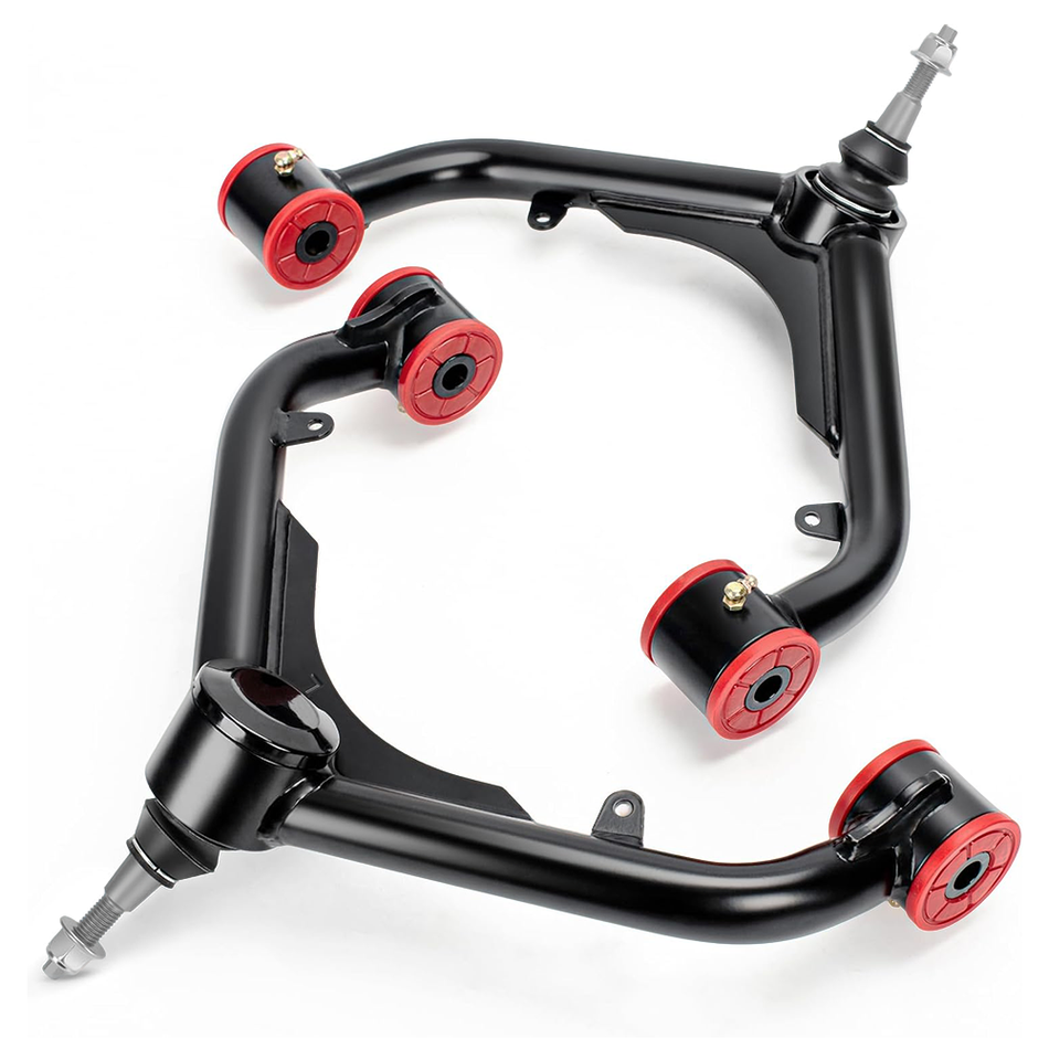 Vypart Front Upper Control Arms for 2000-2010 Chevy Silverado Sierra 2500HD 3500HD, 2-4 Inch Lift Adjustable Tubular, Black Pair
