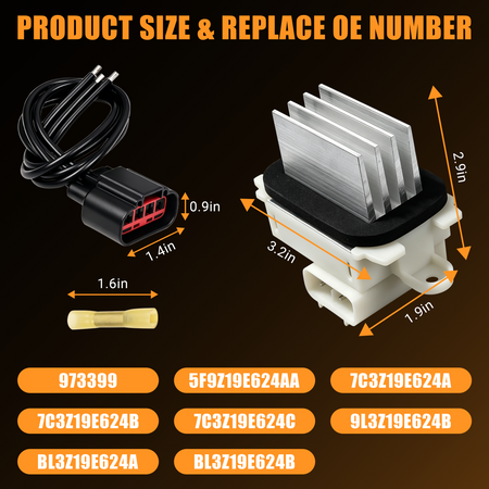 Side view of BL3Z-19E624-A blower motor resistor control module