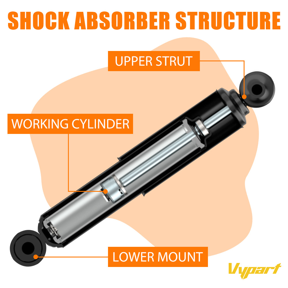 Close-up detail of Vypart 37290 rear strut assembly showing coil spring, piston rod, and top mounting bracket