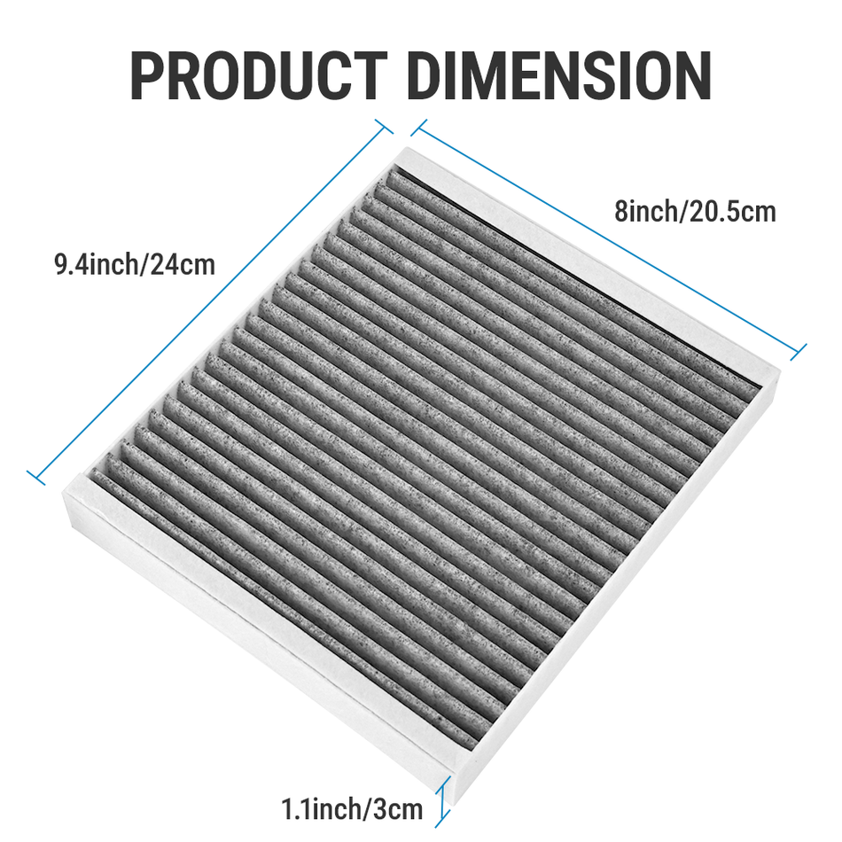 Close-up detail of Vypart CF11966 air filter showing multi-layer cotton filtration and particle capture efficiency