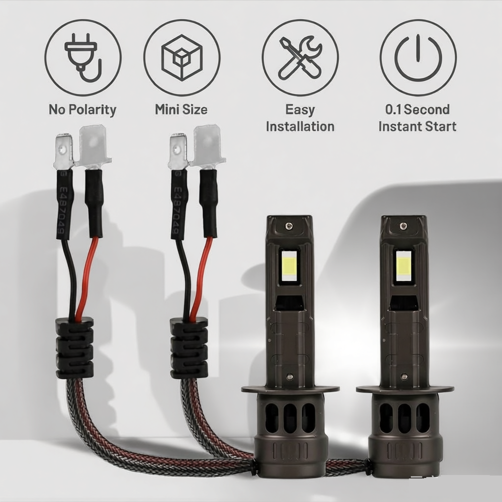 Close-up detail of Vypart H1 fog light bulb showcasing the built-in cooling fan for heat dissipation and long-lasting performance