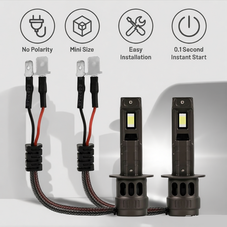 Close-up detail of Vypart H1 fog light bulb showcasing the built-in cooling fan for heat dissipation and long-lasting performance