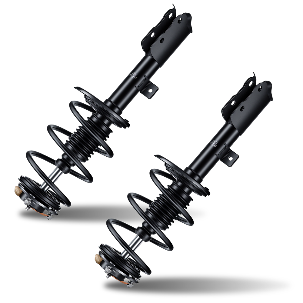 Close-up detail of Vypart quick strut assembly showing coil spring, strut mount, and ready-to-install design for easy replacement