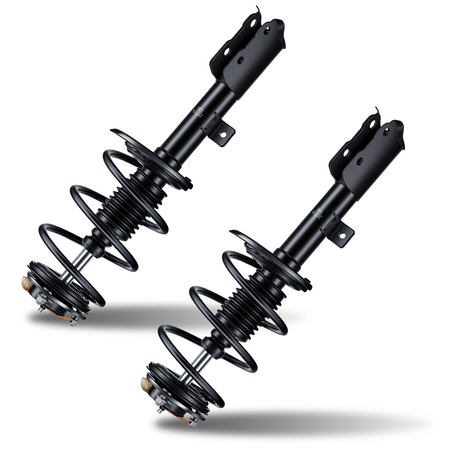 Close-up detail of Vypart quick strut assembly showing coil spring, strut mount, and ready-to-install design for easy replacement