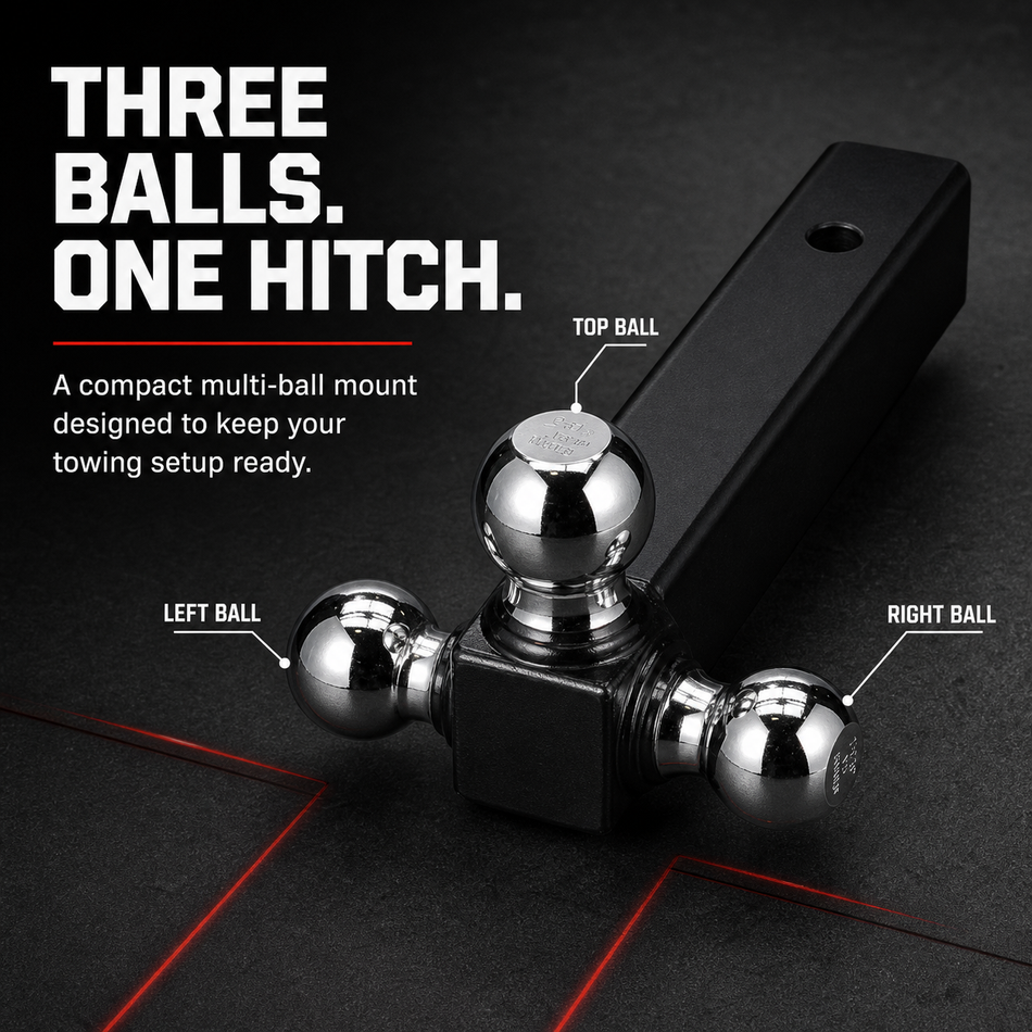 Vypart Three-Ball Trailer Hitch Mount Trucks SUVs Utility Trailers