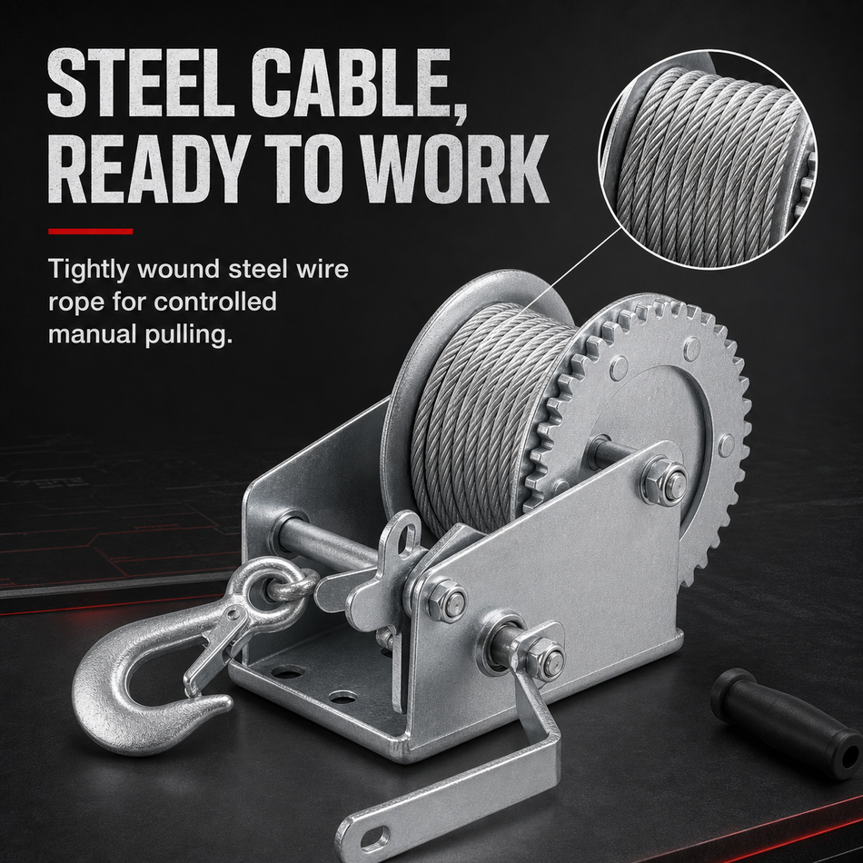 Vypart Steel Wire Rope Hand-cranked Winch Portable Car Winch