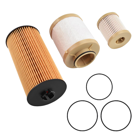 FD4616 FL2016 Fuel Filter and Oil Filter Combo Kit for 2003-2007 Ford F250 F350 F450 F550 6.0L Power Stroke Diesel - Includes Frame Fuel Filter, Engine Fuel Filter, Oil Filter and O-Ring Seals