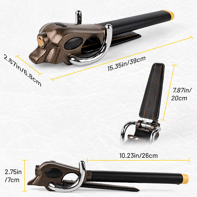 Vypart anti-theft lock in fully folded position, showing its minimized size for easy storage in car