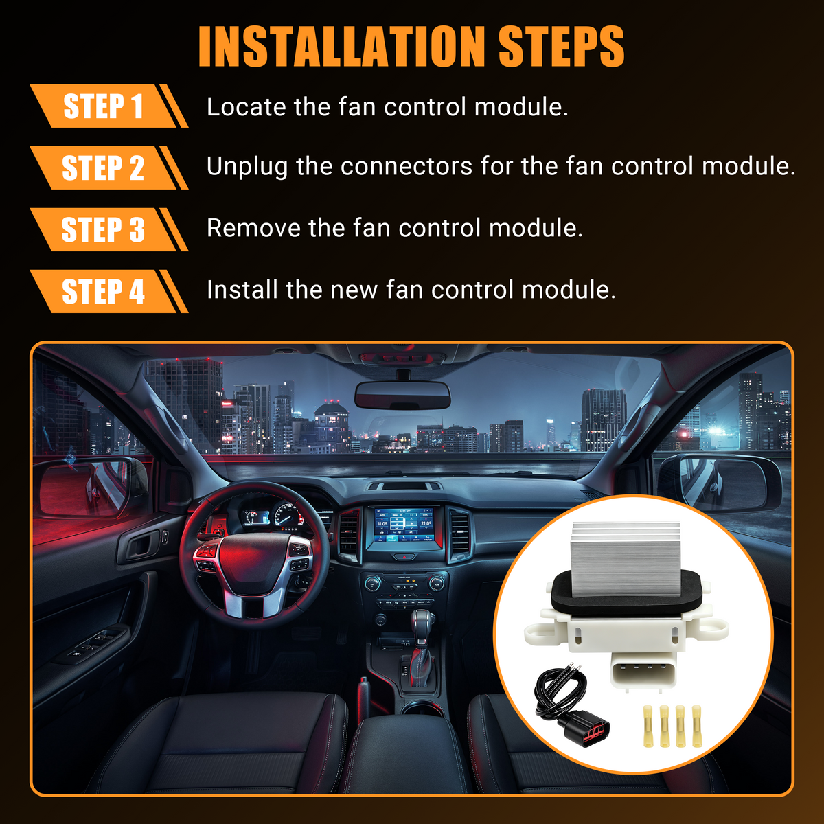 Dimensions of Ford F-150 HVAC blower motor resistor replacement
