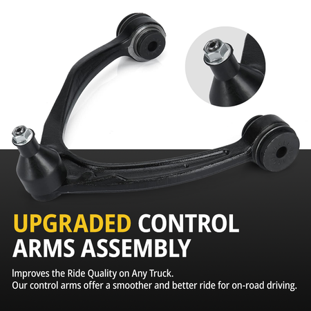 High-strength forged steel upper control arm body with premium pre-installed vibration-damping rubber bushings