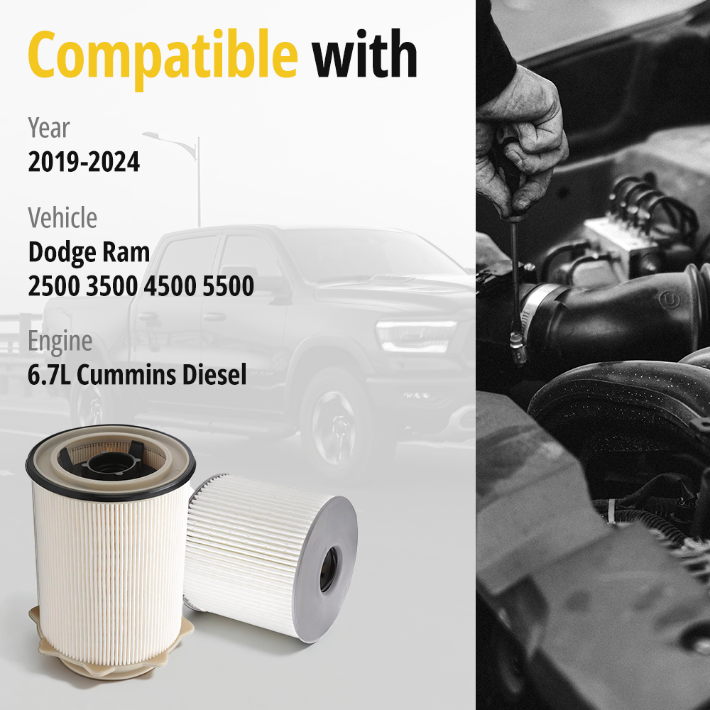 Fuel Filter Water Separator Kit Compatible with 2019-2024 Dodge Ram 2500 3500 4500 5500 6.7L Cummins Diesel Engine