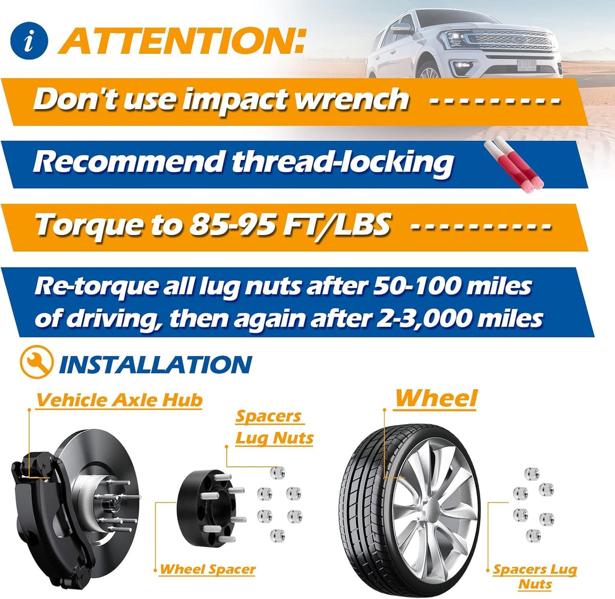 Exploded diagram illustrating how the Vypart hub-centric spacer fits between the vehicle hub and the wheel on a Ford F150