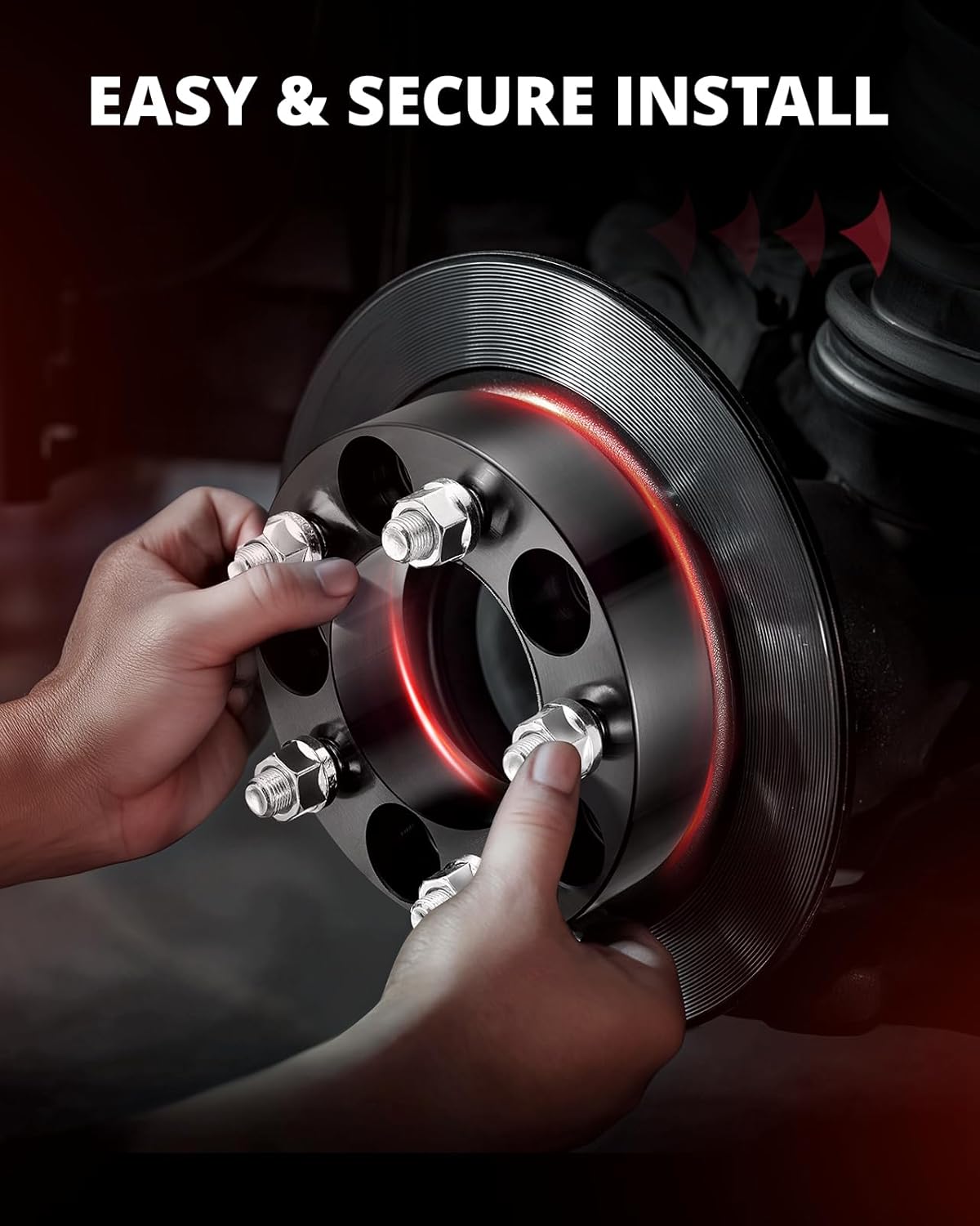Installation diagram showing proper mounting of 5x4.5 to 5x114.3 wheel spacers