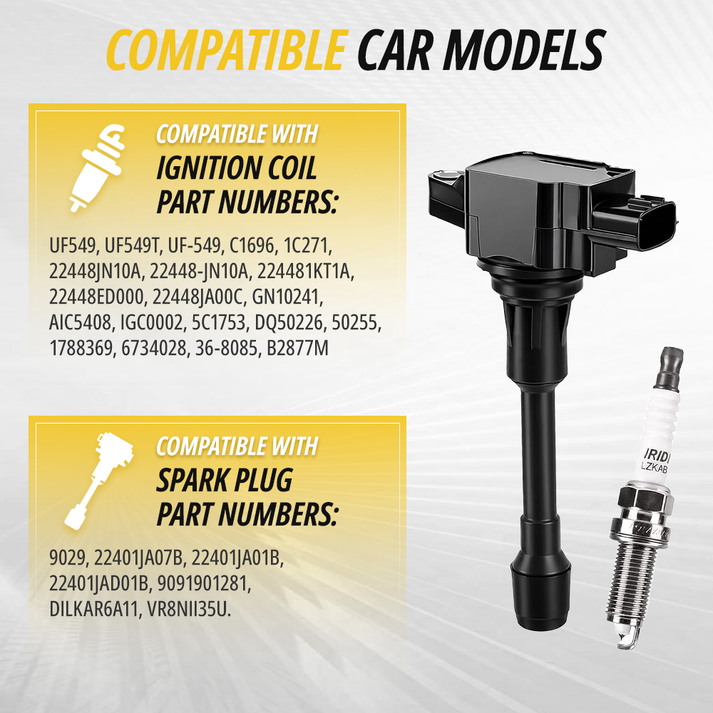 UF549 ignition coil pack featuring a molded connector and insulated boot, direct replacement for Nissan Altima and Rogue 2.5L