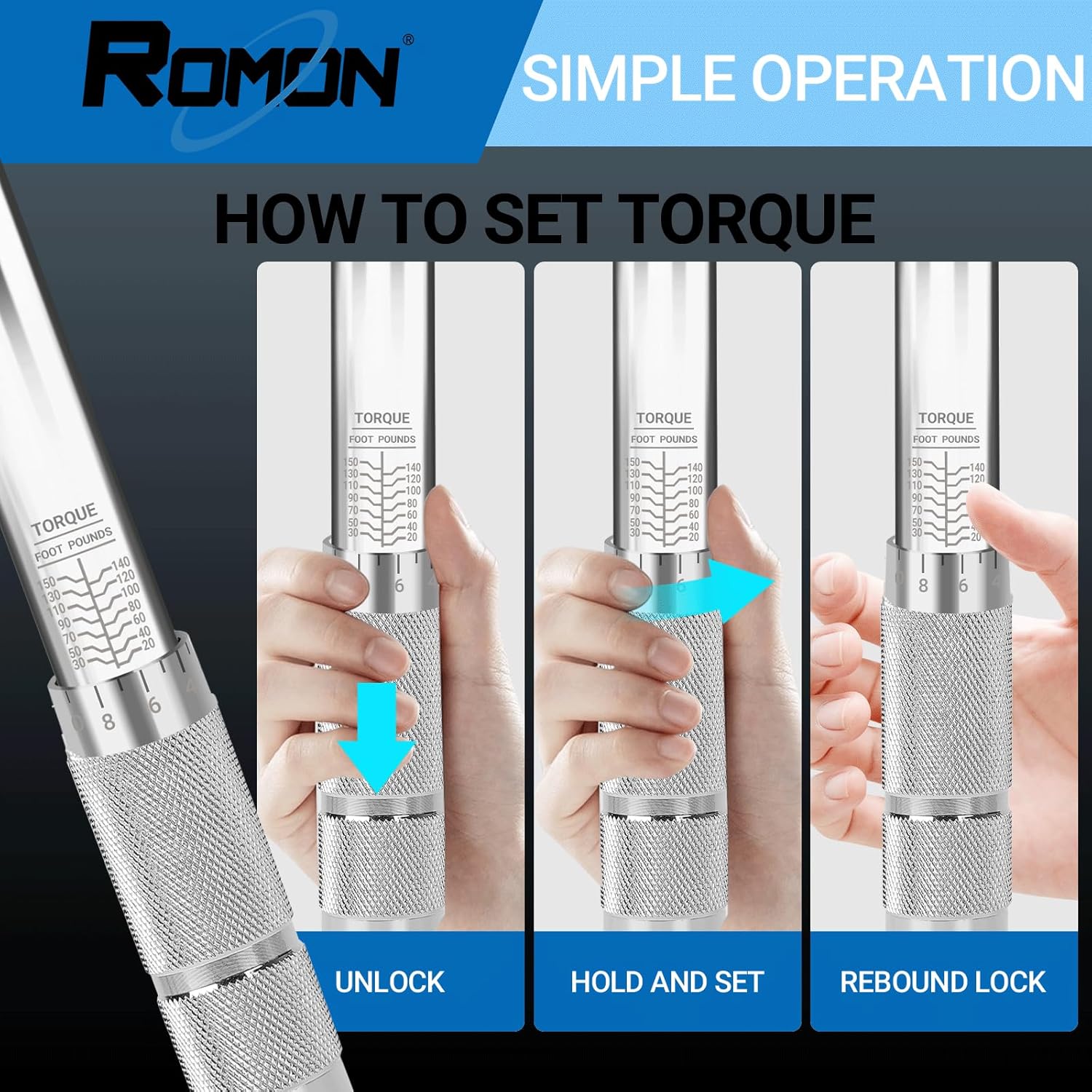 Mechanic using the 1/2-inch click torque wrench to tighten a vehicle lug nut in a garage setting