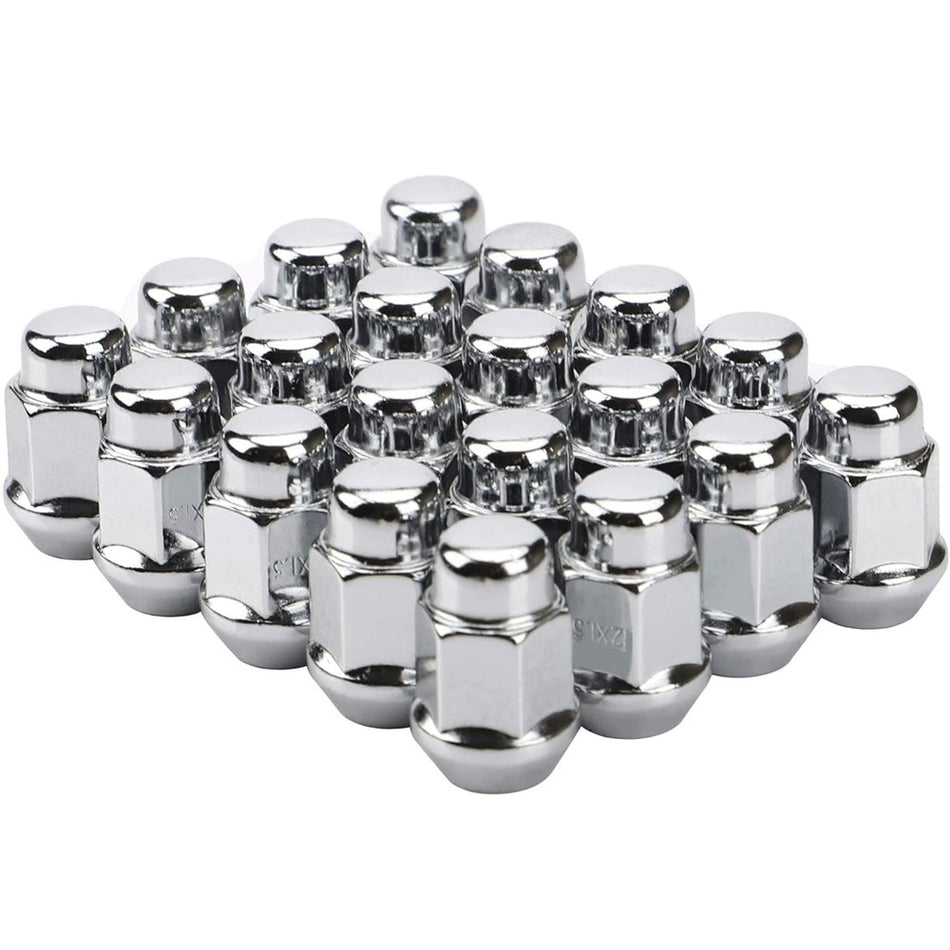 Vypart 20-piece set of chrome closed end bulge acorn lug nuts with 19mm hex and cone seat