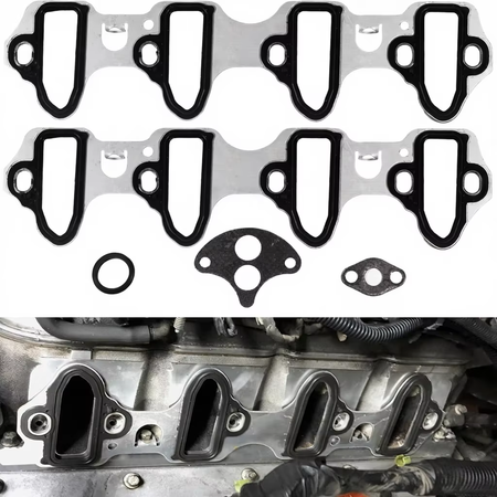 Professional installation of Vypart intake manifold gasket using alignment tabs on engine block