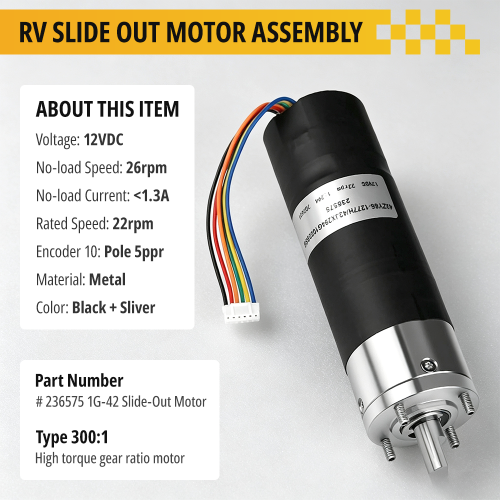 Close-up view of the 10mm shaft on the 236575 RV slide out motor replacement