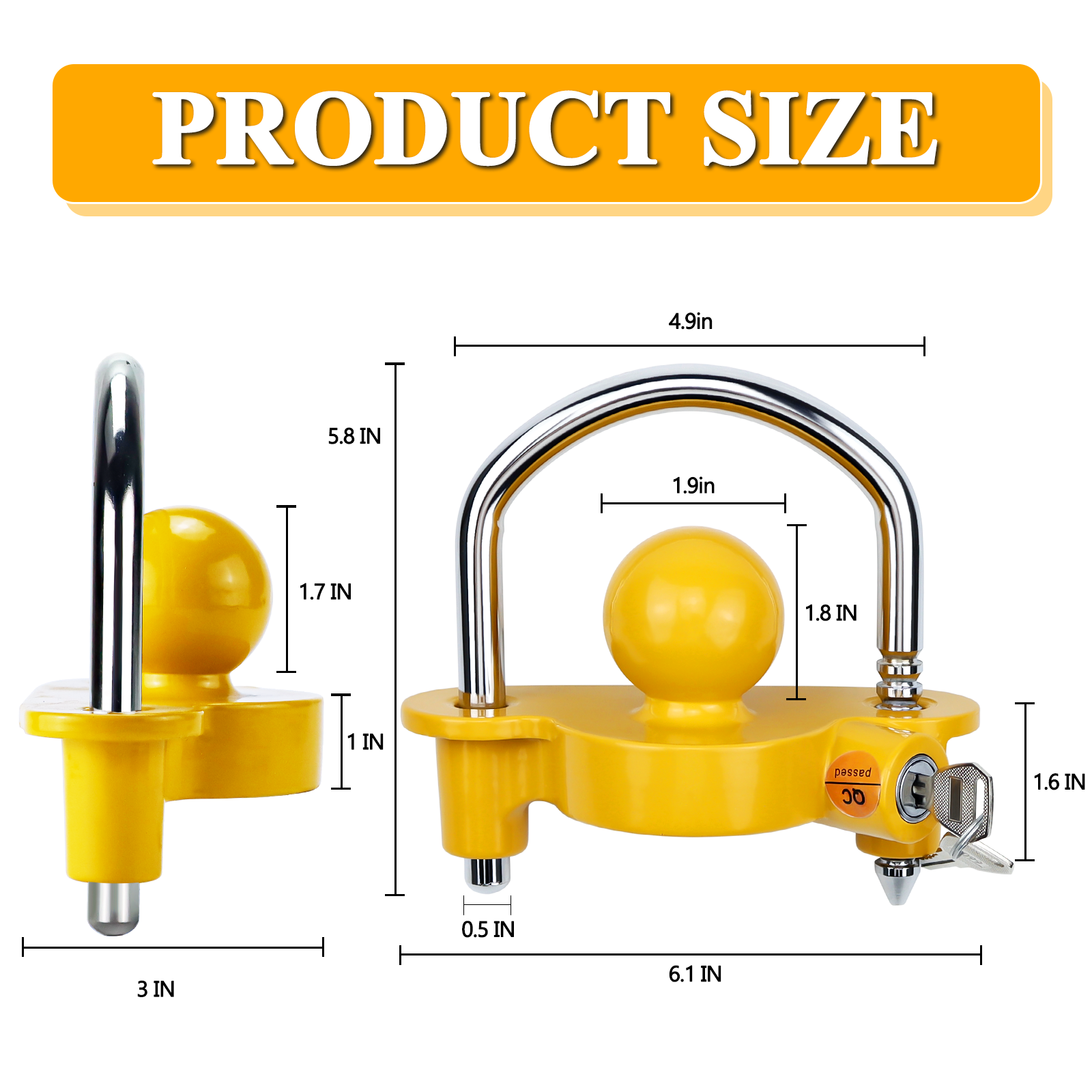 Vypart universal adapter size comparison, showing adjustment from 1-7/8 inch to 2-5/16 inch couplers