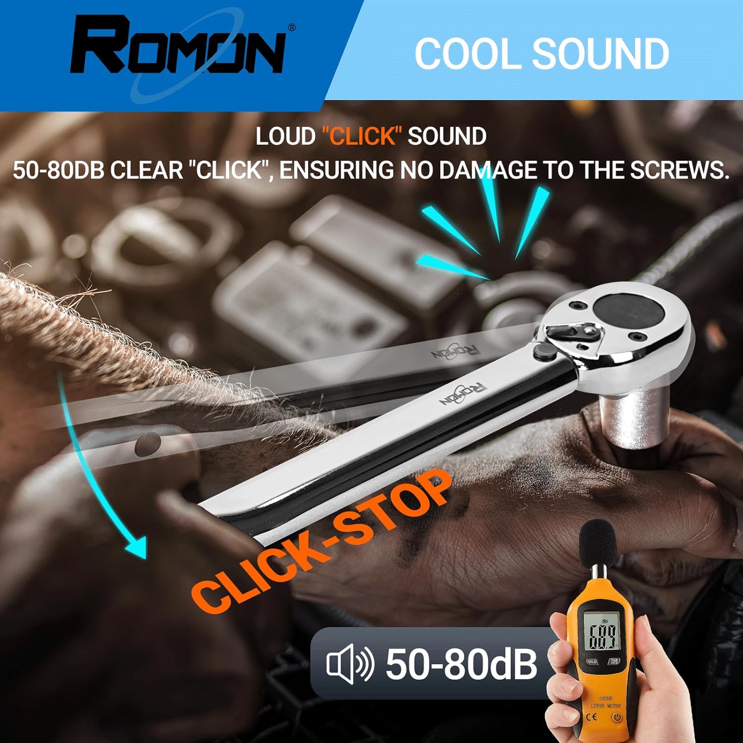 Ergonomic non-slip rubber grip on the handle of a professional 1/2-inch drive torque wrench