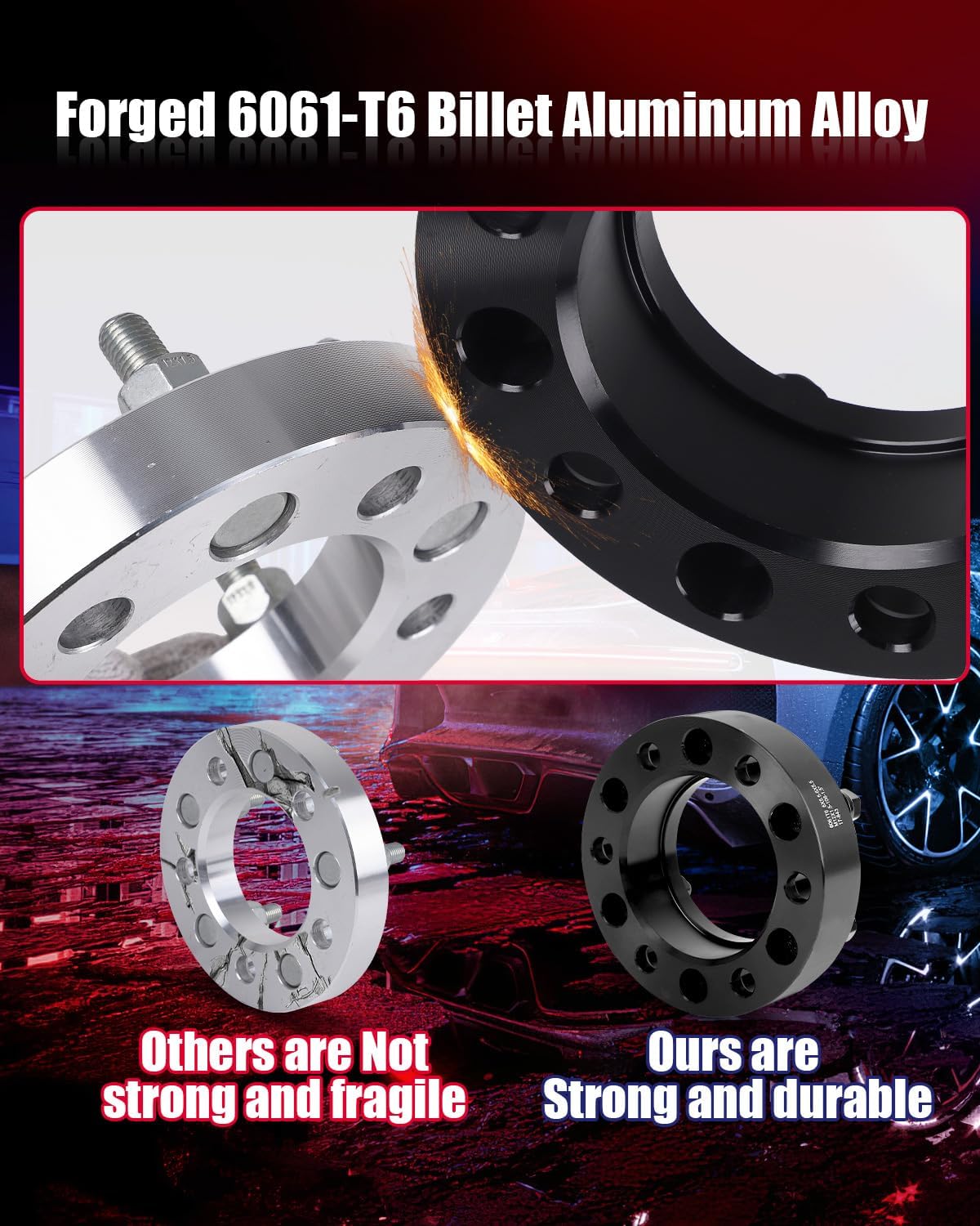 Side view comparison showing the improved aggressive stance and wheel clearance after installing Vypart 1.25-inch wheel spacers on a Toyota 4Runner