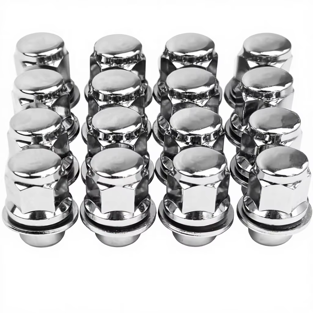 Vypart 12x1.5 Chrome Closed End Mag Lug Nuts, Set of 20 with Washer