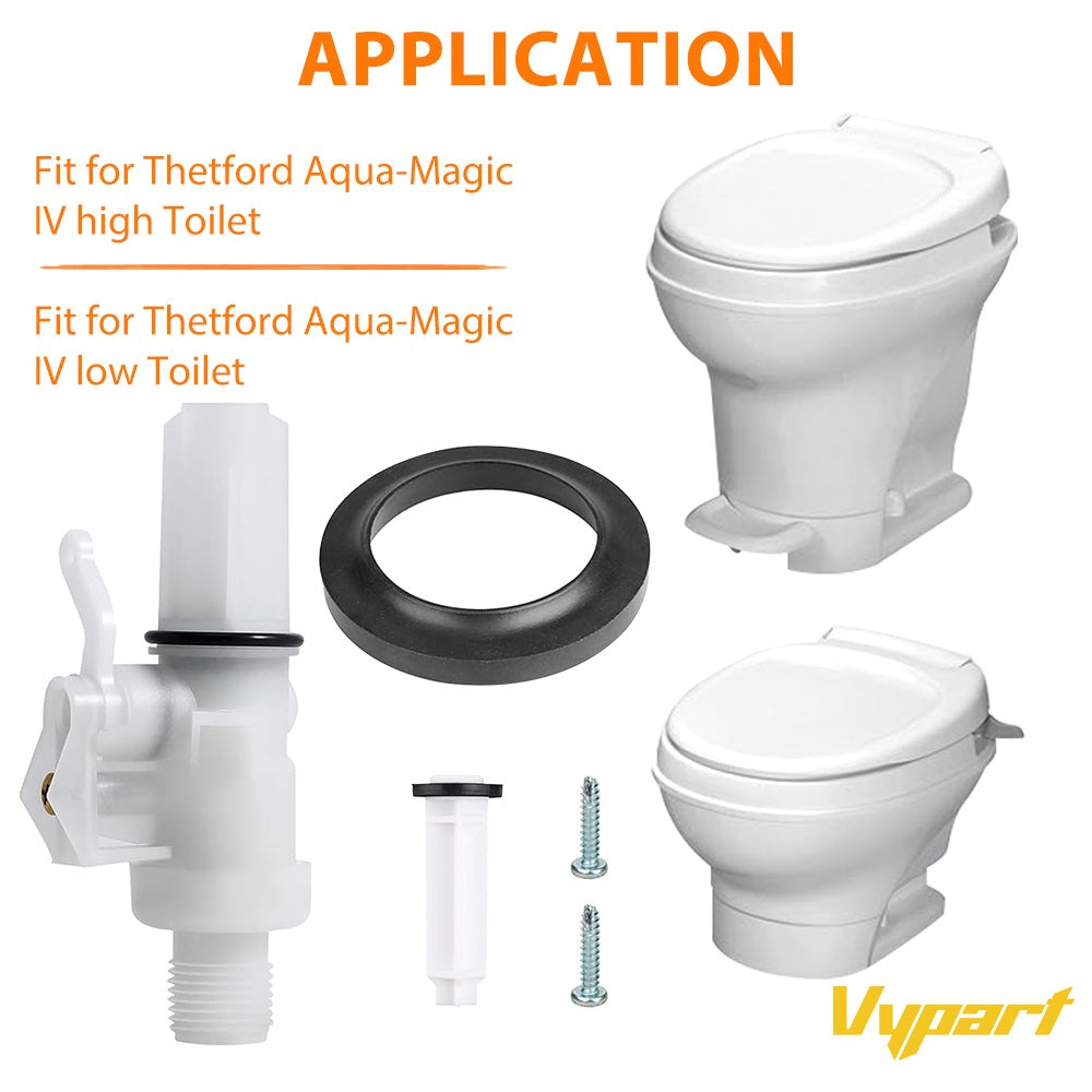 Retail packaging of the Vypart 13168 RV Toilet Water Valve Kit, clearly showing part number, brand, and compatible model (Aqua Magic IV)