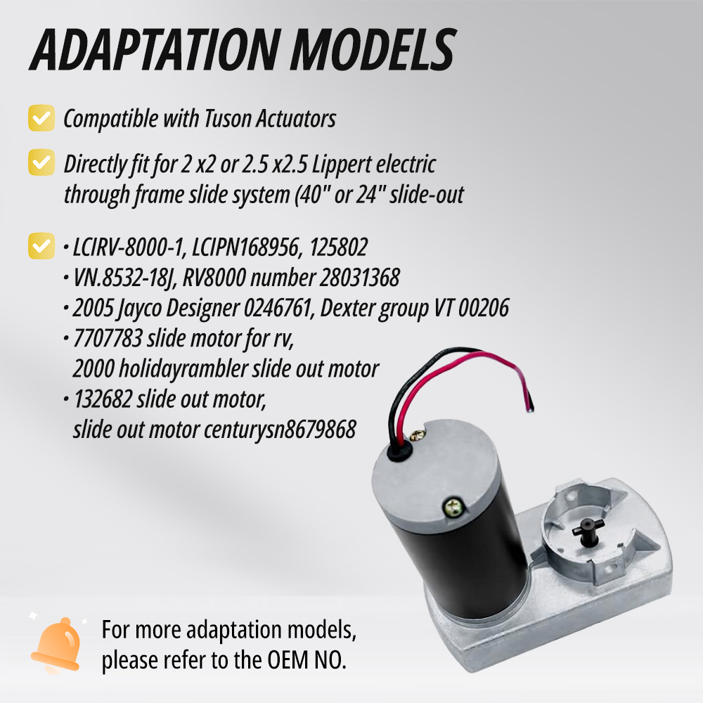 Vypart 132682 slide out motor wiring connector and mounting bolt configuration for Lippert electric through frame system