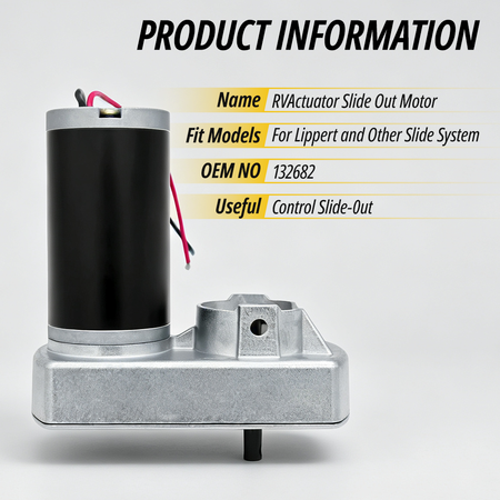 Vypart 132682 RV slide out motor 12V DC 18:1 gear ratio replacement for Lippert through frame systems