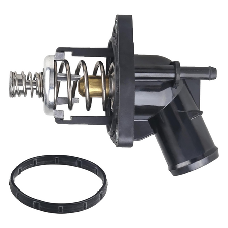Vypart 15-11125 direct replacement thermostat housing assembly with gasket and seal, engineered to fix engine overheating, coolant leaks, and poor heater performance for Cadillac, GMC, and Chevy V6/V8 models.