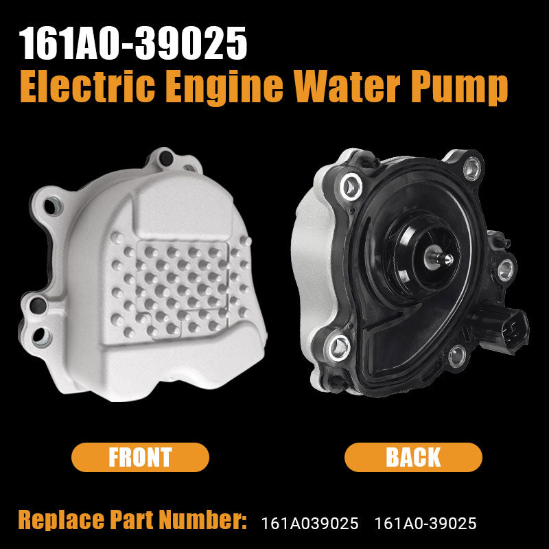 Vypart 161A0-39025 electric water pump front and back view, matching OEM number 161A039025 to guarantee a precise, hassle-free fit for your specific Toyota or Lexus vehicle model.