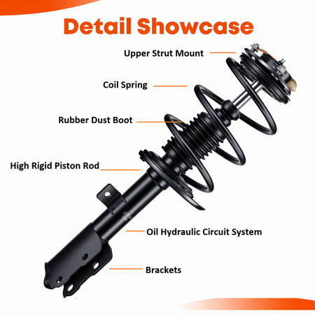 Step-by-step installation diagram of Vypart 172392 quick strut on a Nissan Altima, demonstrating no spring compressor needed