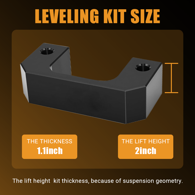 Easy installation schematic of Vypart 2 Inch Block Front Leveling Lift Kit Suspension Spacers for Silverado 1500, shows suspension geometry and accurate 2-inch front lifting effect