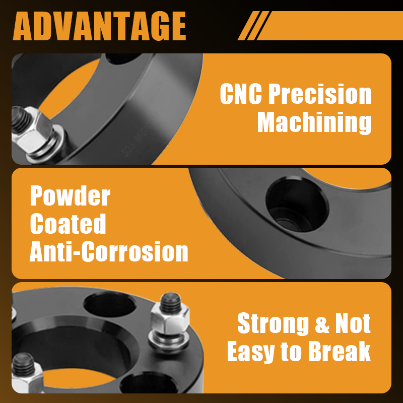 Core advantages of Vypart 2 Inch Front Leveling Lift Kit Suspension Spacers: CNC precision machining, powder coated anti-corrosion finish, high toughness structure not easy to crack