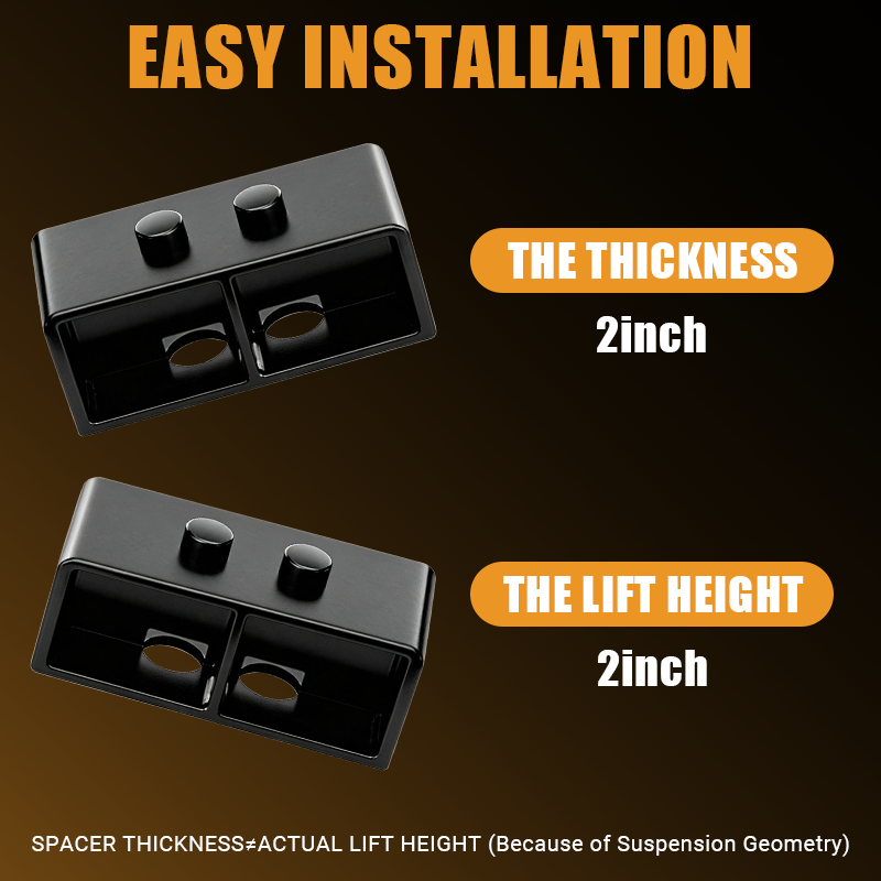 Easy installation schematic of Vypart 2 Inch rear Leveling Lift Kit Suspension Spacers for FORD F150, shows suspension geometry and accurate 2-inch front lifting effect