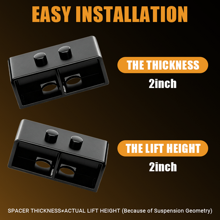 Easy installation schematic of Vypart 2 Inch rear Leveling Lift Kit Suspension Spacers for FORD F150, shows suspension geometry and accurate 2-inch front lifting effect